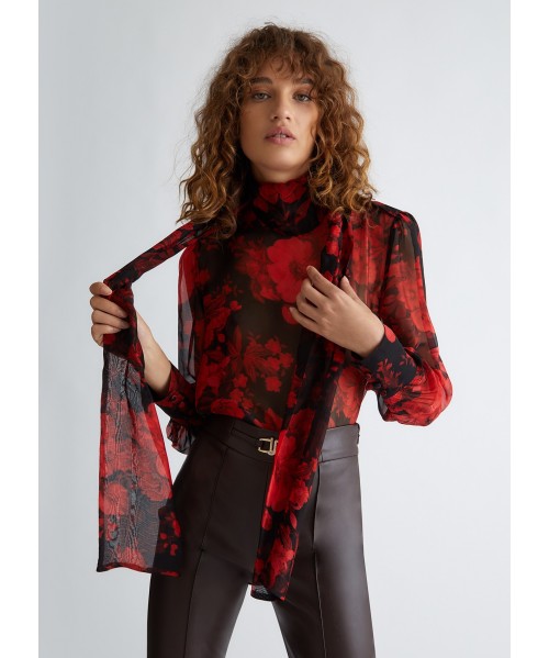 BLUSA LIU-JO MISTO SETA ROSSO