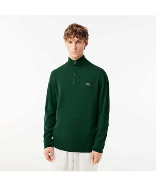 MAGLIA LACOSTE MEZZA ZIP VERDE