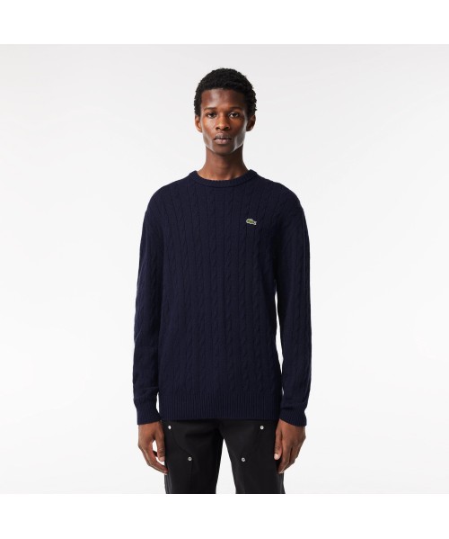 PULLOVER LACOSTE TRECCIA BLU